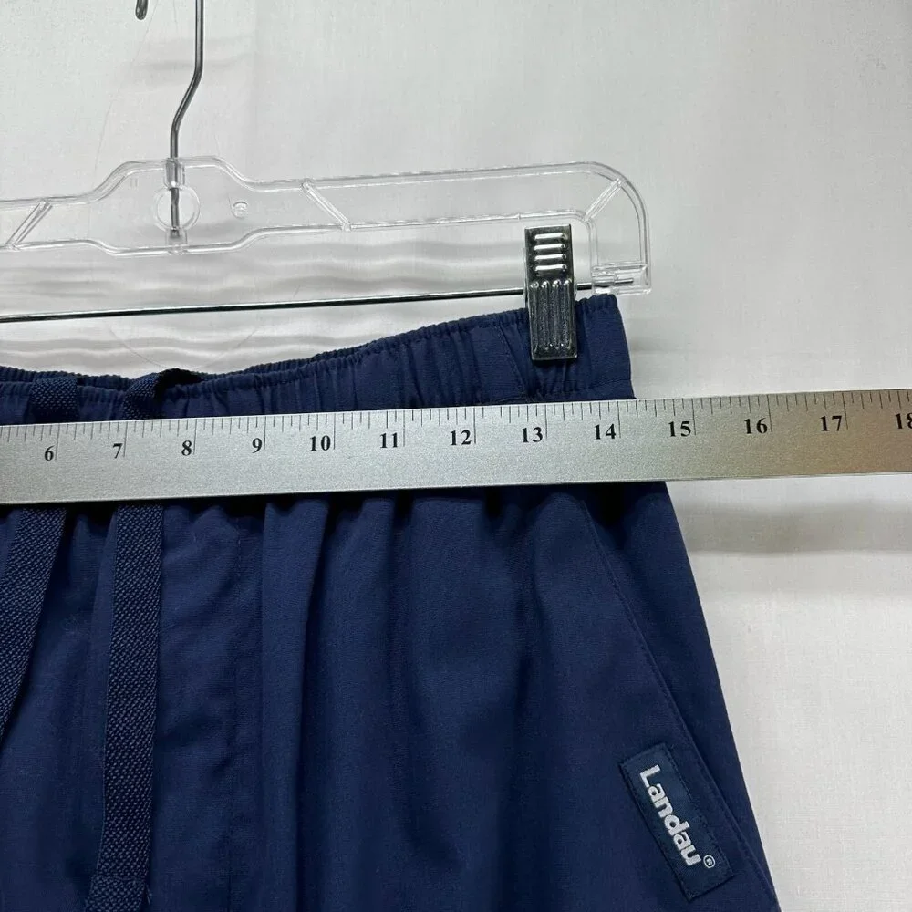 Landau Scrub Cargo Pants Men Sz S Short Elastic Waistband Pull On Workpants Blue